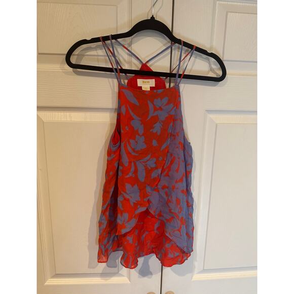 Maeve by Anthropologie Tops - Anthropologie Maeve Tank Top Red Floral Chiffon Strappy Halter Cami Sz XS